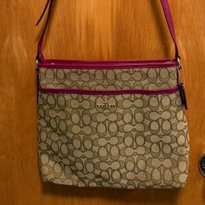 Coach Signature Crossbody Bag - Brown and Pink